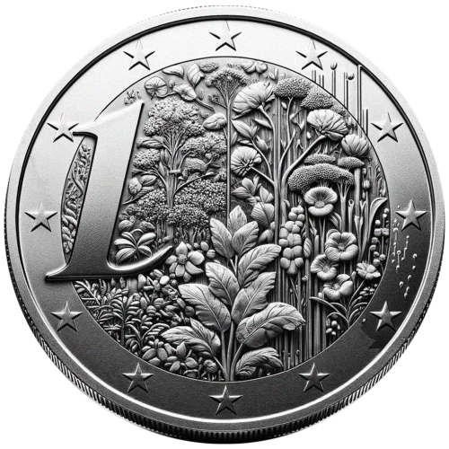 illustration of Euro coin with nature imagery
